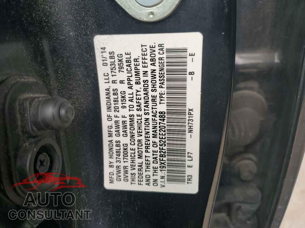 HONDA CIVIC 2014 - 19XFB2F52EE207488