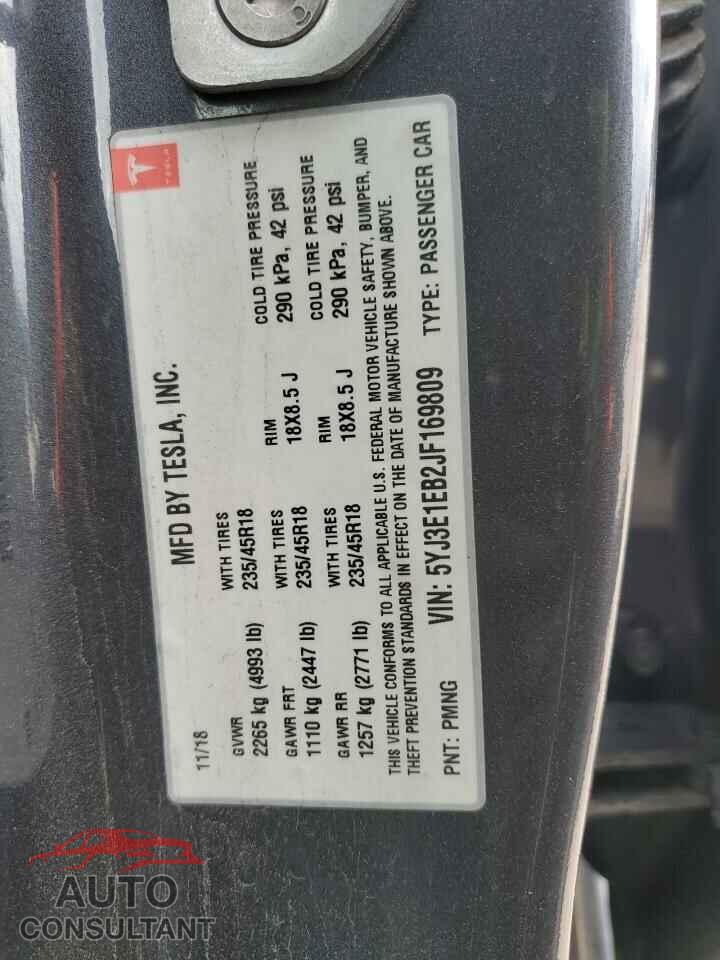 TESLA MODEL 3 2018 - 5YJ3E1EB2JF169809
