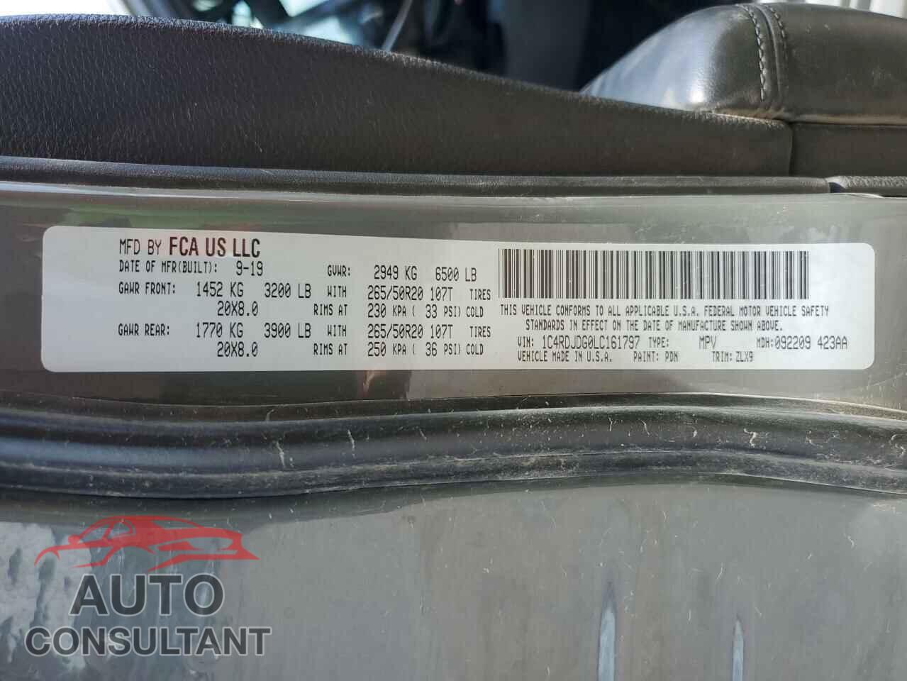 DODGE DURANGO 2020 - 1C4RDJDG0LC161797