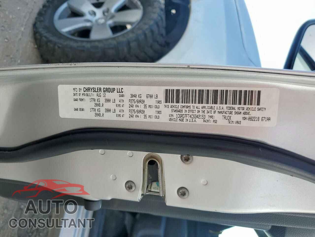 DODGE RAM 1500 2012 - 1C6RD7FT4CS342153