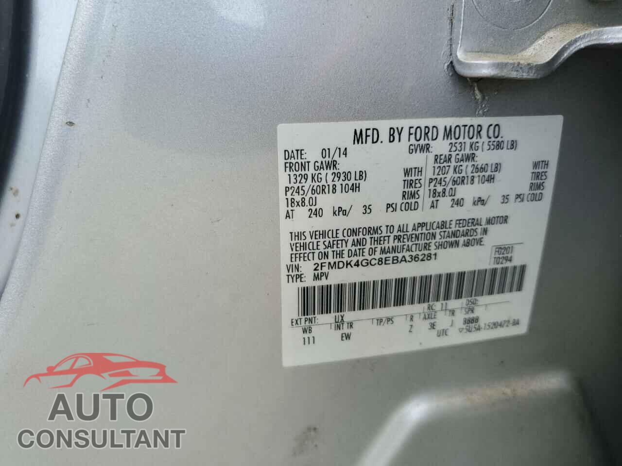 FORD EDGE 2014 - 2FMDK4GC8EBA36281