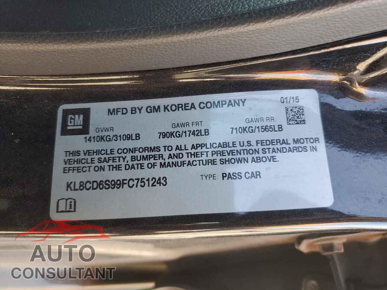 CHEVROLET SPARK 2015 - KL8CD6S99FC751243