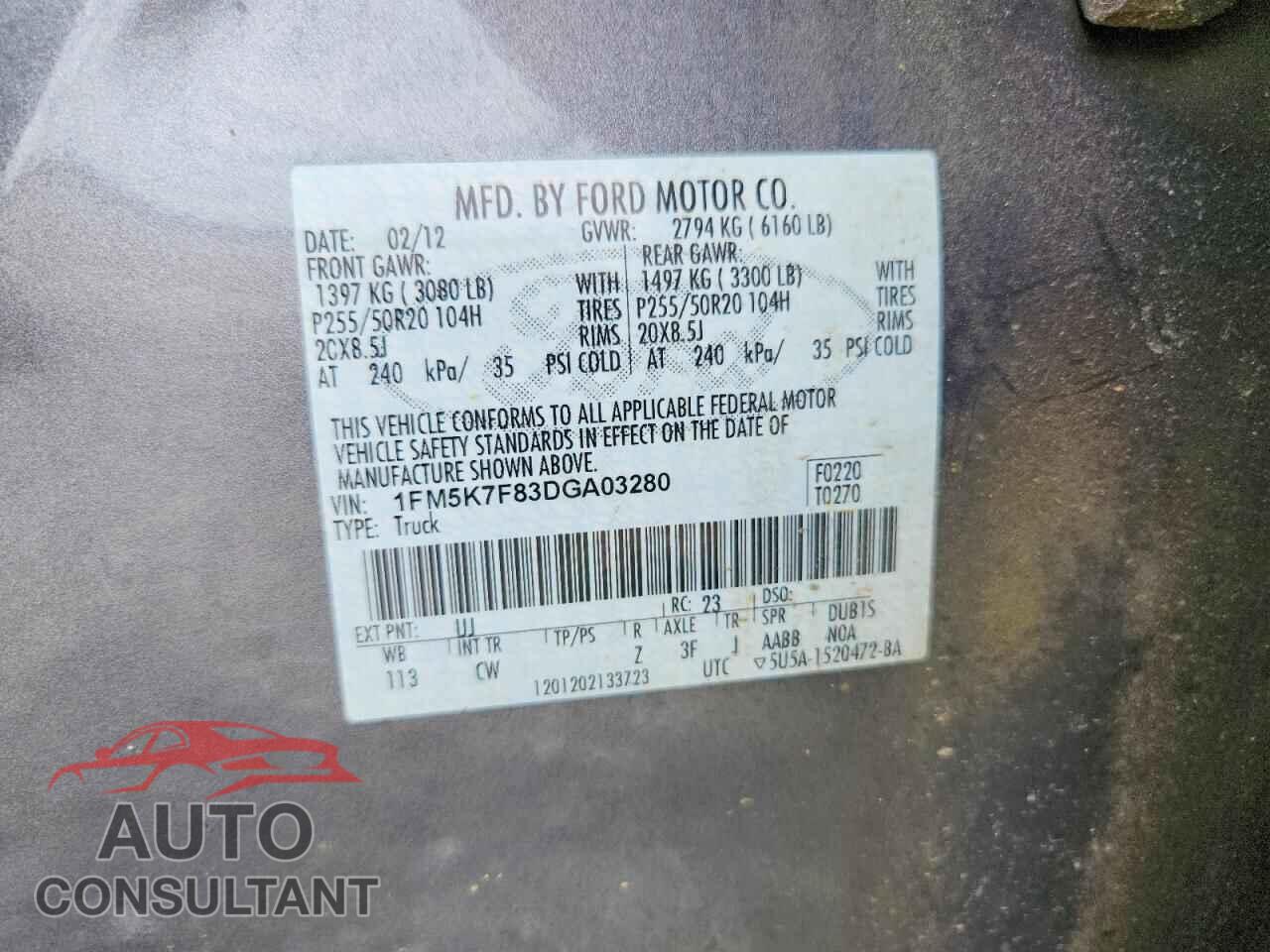 FORD EXPLORER 2013 - 1FM5K7F83DGA03280