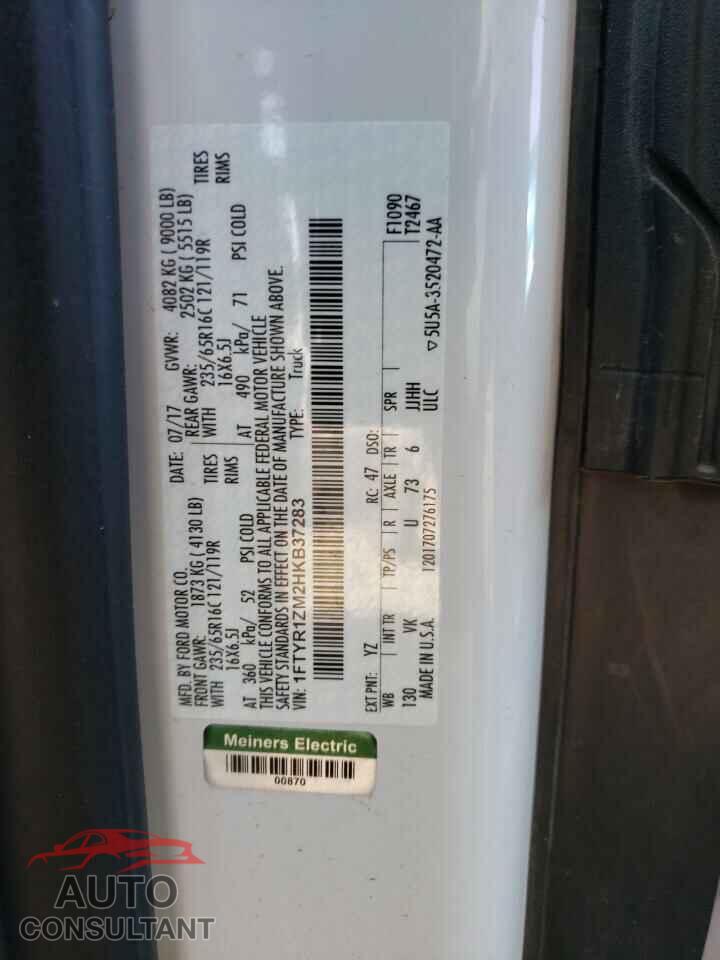 FORD TRANSIT 2017 - 1FTYR1ZM2HKB37283