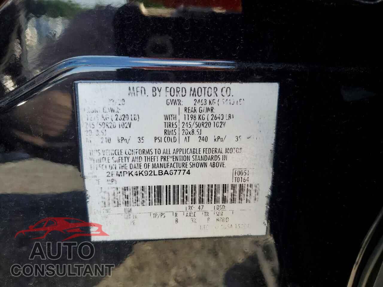 FORD EDGE 2020 - 2FMPK4K92LBA67774