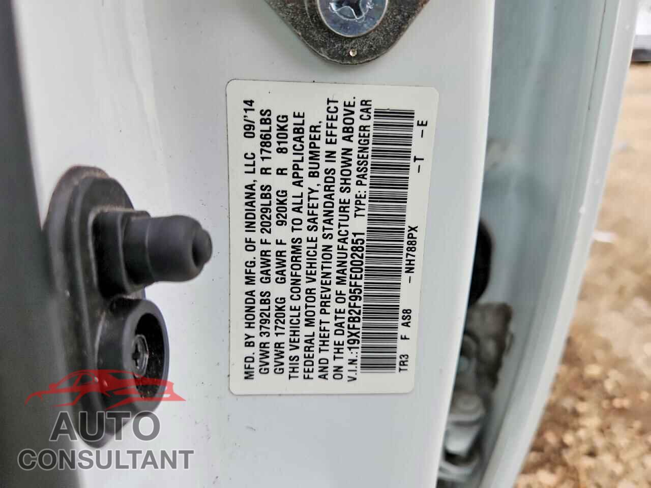 HONDA CIVIC 2015 - 19XFB2F95FE002851