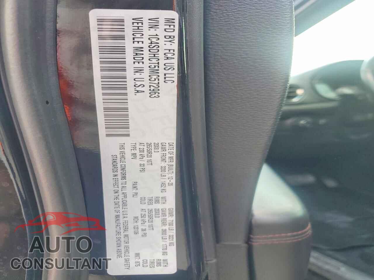 DODGE DURANGO 2021 - 1C4SDHCT5MC572963