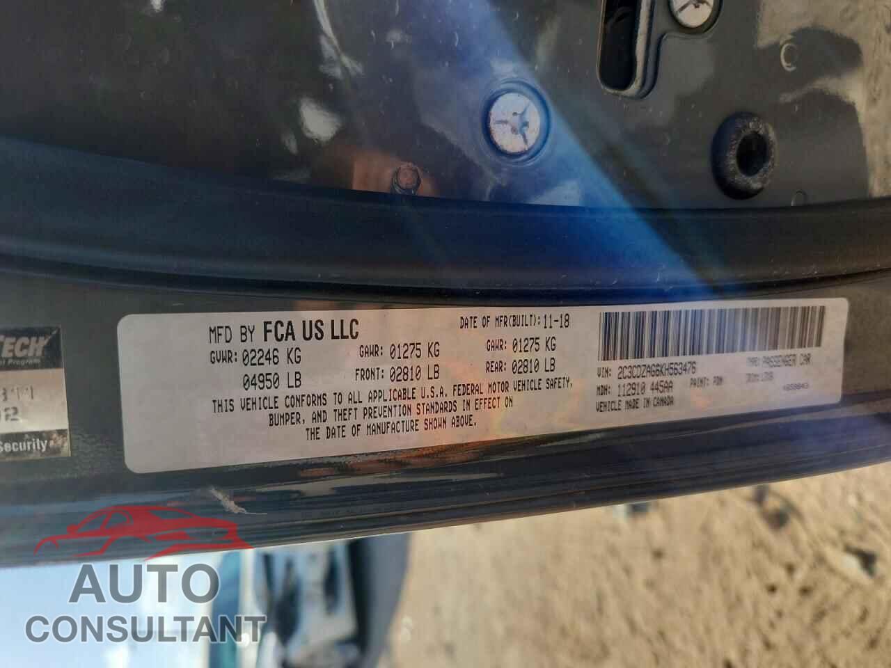 DODGE CHALLENGER 2019 - 2C3CDZAG6KH563476
