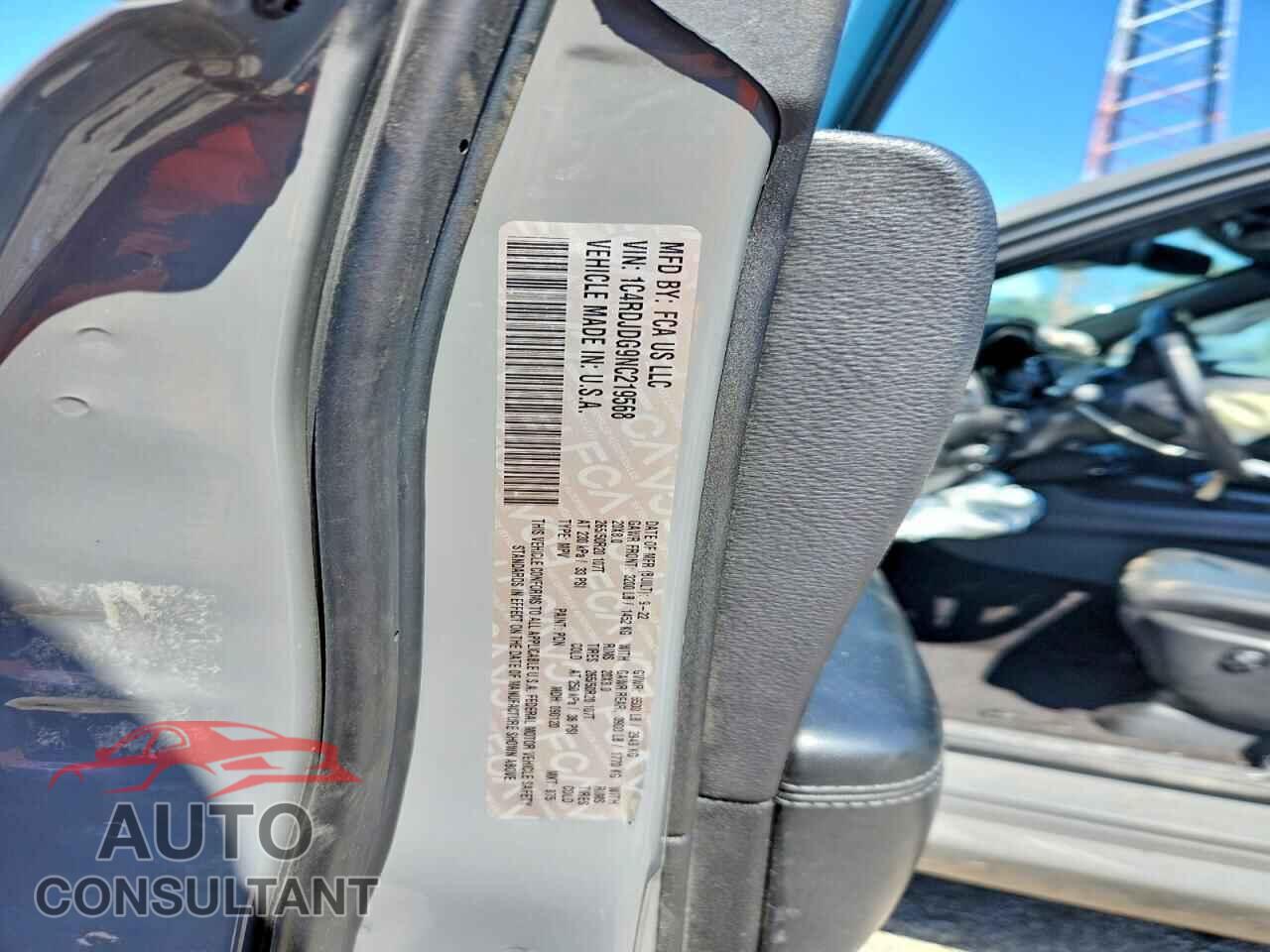 DODGE DURANGO 2022 - 1C4RDJDG9NC219568