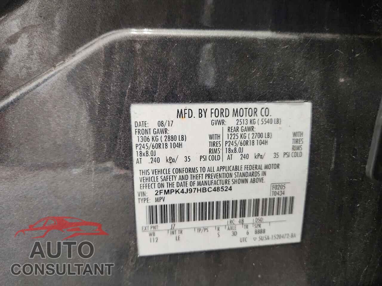 FORD EDGE 2017 - 2FMPK4J97HBC48524