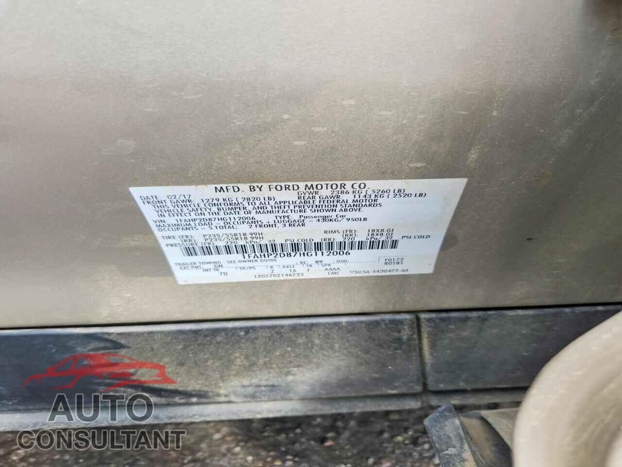 FORD TAURUS 2017 - 1FAHP2D87HG112006