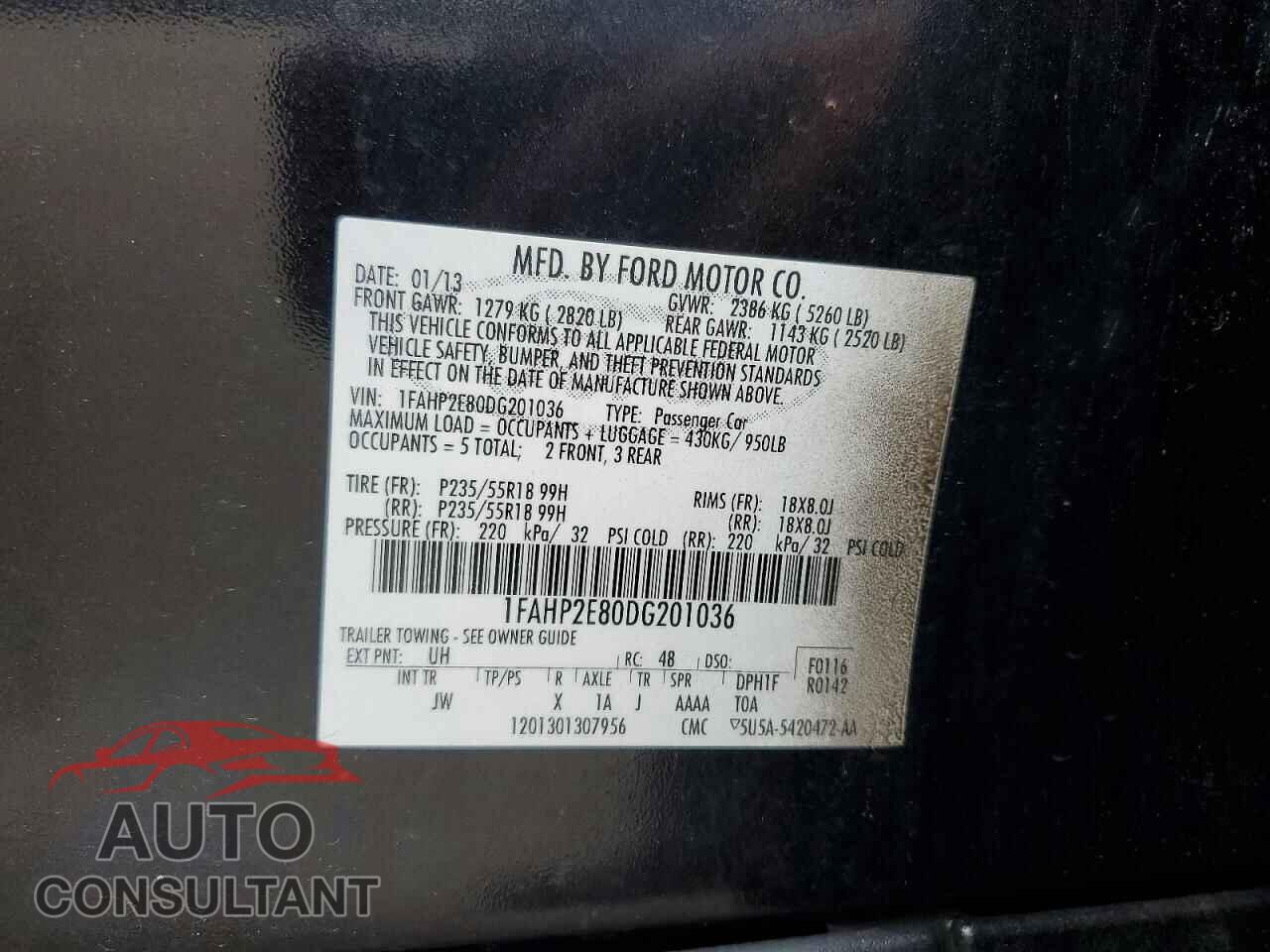 FORD TAURUS 2013 - 1FAHP2E80DG201036