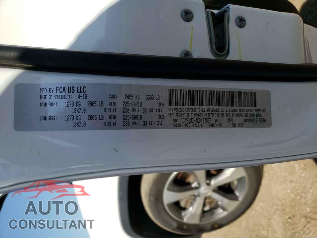 JEEP GRAND CHER 2019 - 1C4PJMDN4KD437357