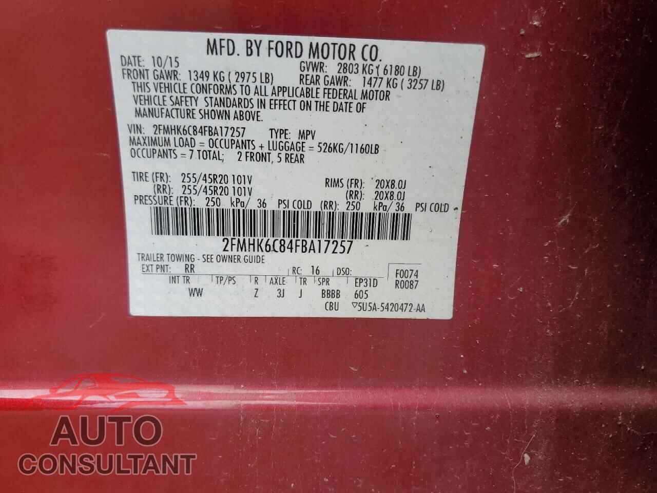 FORD FLEX 2015 - 2FMHK6C84FBA17257
