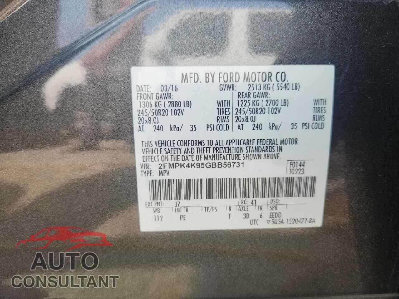 FORD EDGE 2016 - 2FMPK4K95GBB56731