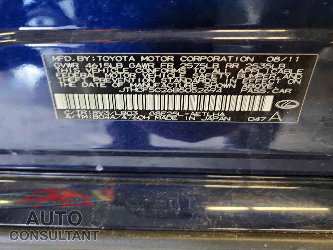LEXUS IS 2011 - JTHCF5C26B5052694