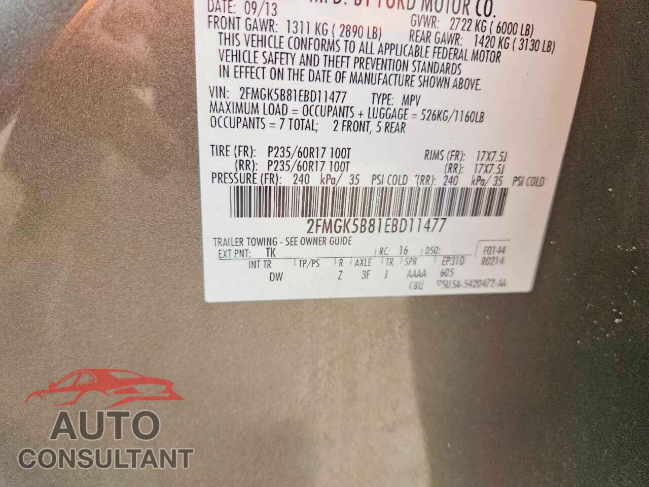 FORD FLEX SE 2014 - 2FMGK5B81EBD11477