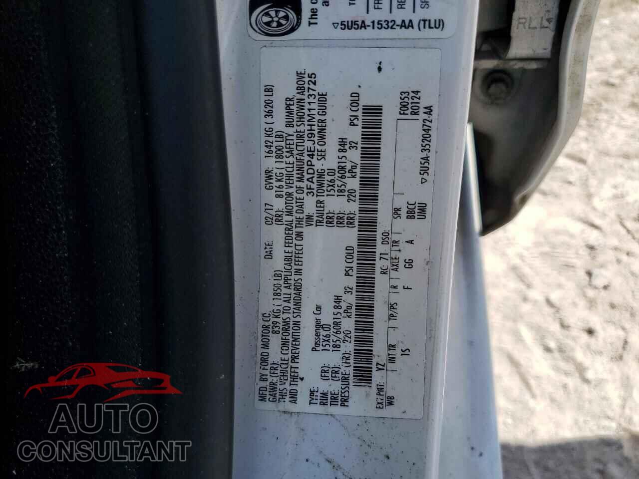 FORD FIESTA 2017 - 3FADP4EJ9HM113725
