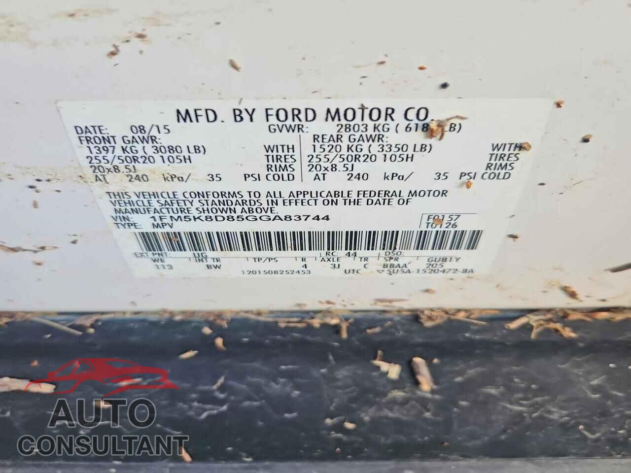 FORD EXPLORER 2016 - 1FM5K8D85GGA83744