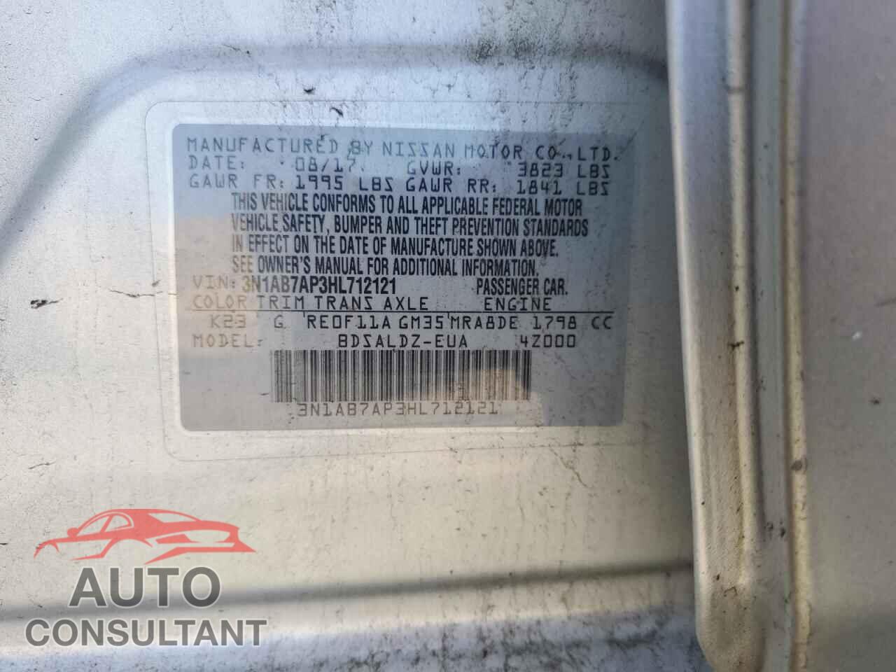 NISSAN SENTRA 2017 - 3N1AB7AP3HL712121