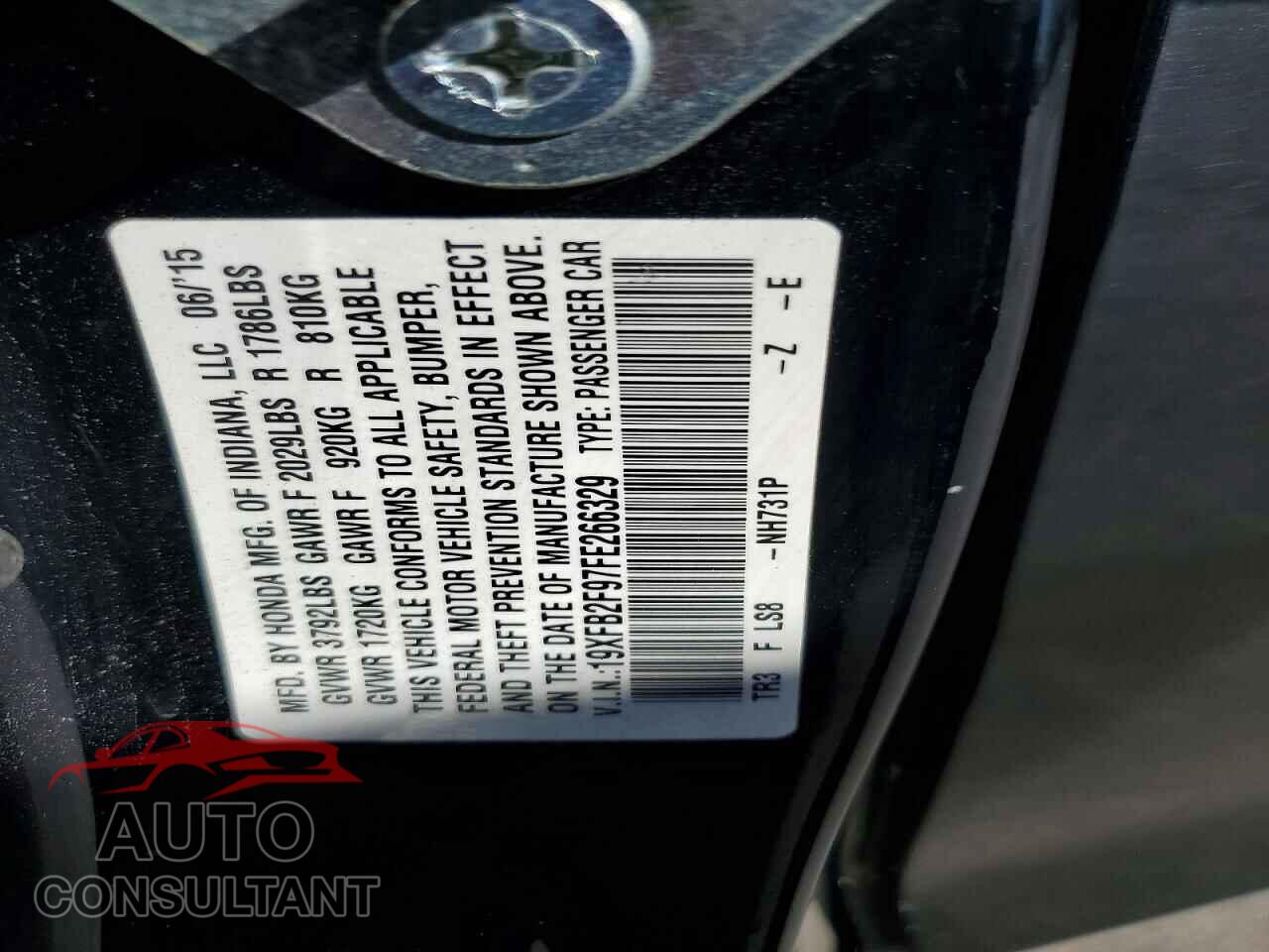 HONDA CIVIC 2015 - 19XFB2F97FE266329