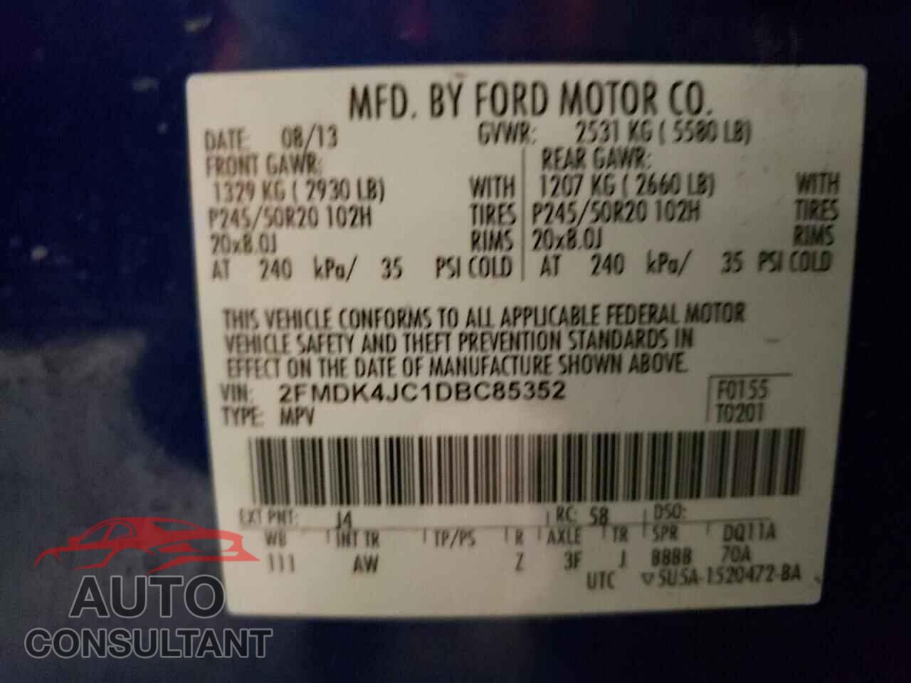 FORD EDGE 2013 - 2FMDK4JC1DBC85352