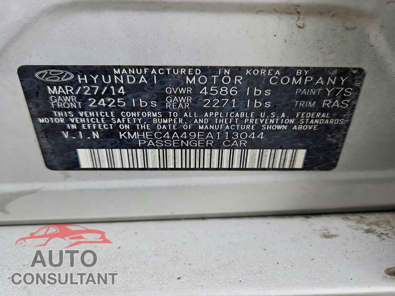 HYUNDAI SONATA 2014 - KMHEC4A49EA113044