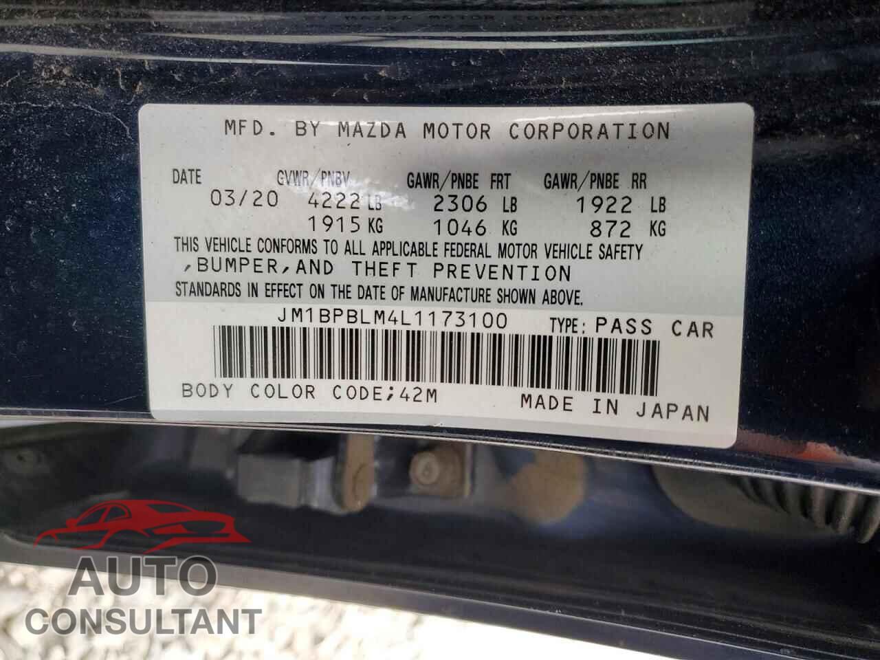 MAZDA 3 2020 - JM1BPBLM4L1173100