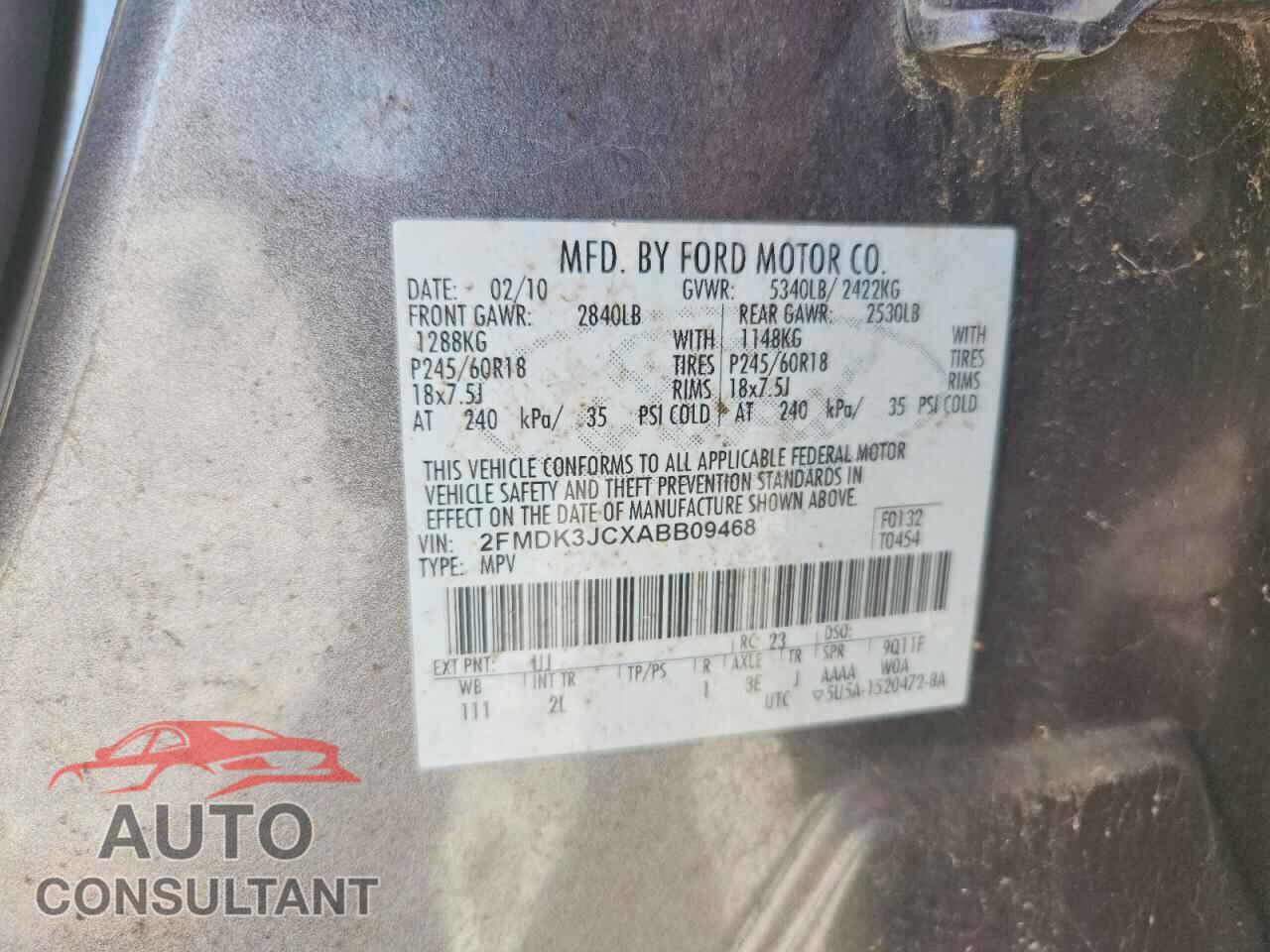 FORD EDGE 2010 - 2FMDK3JCXABB09468