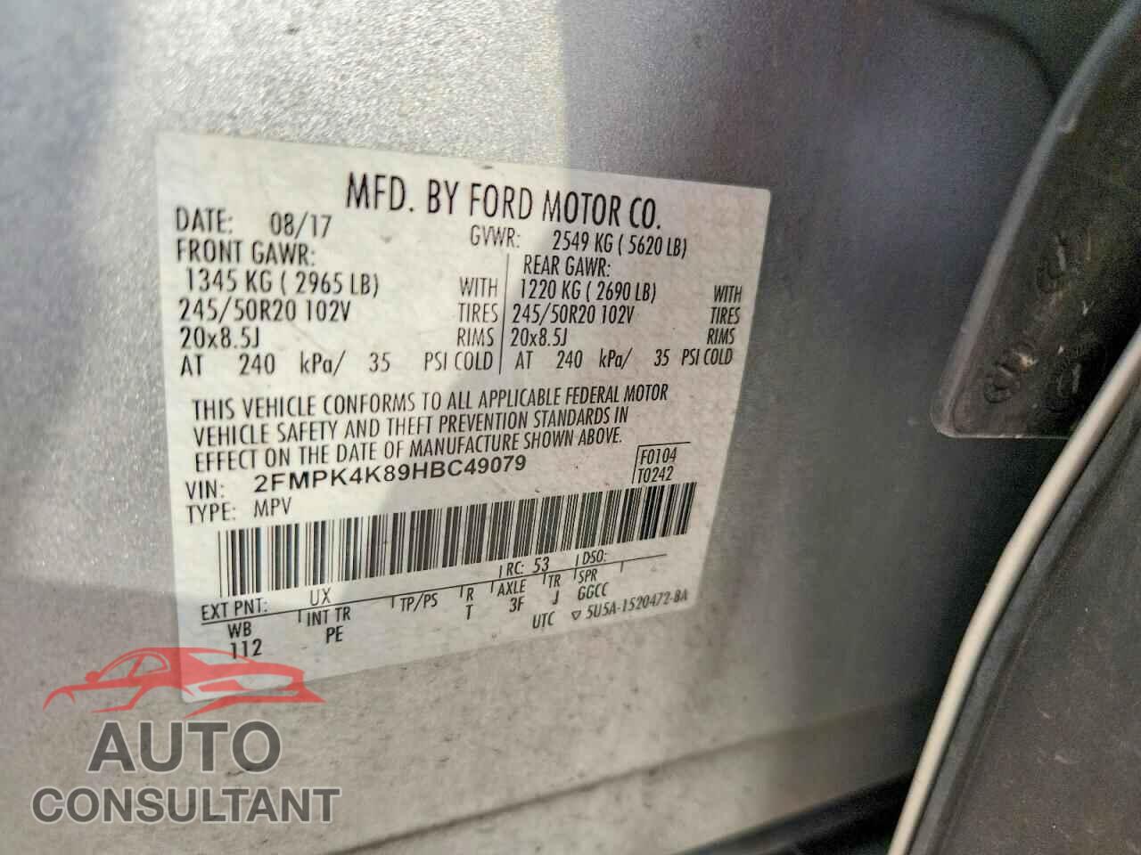 FORD EDGE 2017 - 2FMPK4K89HBC49079