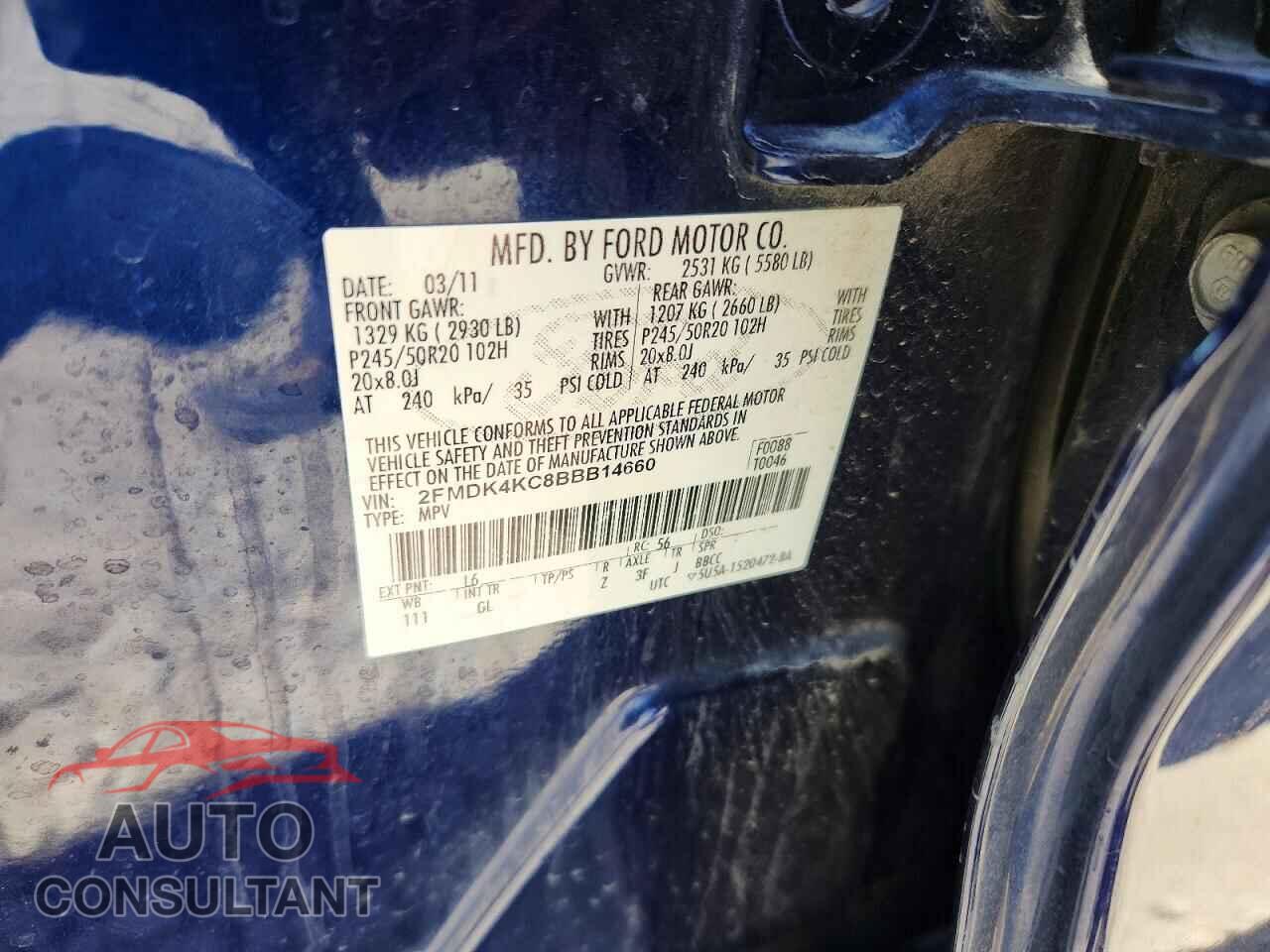 FORD EDGE 2011 - 2FMDK4KC8BBB14660