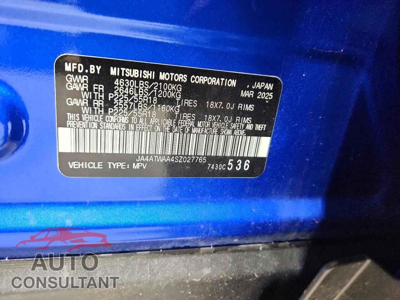 MITSUBISHI ECLIPSE 2025 - JA4ATWAA4SZ027765