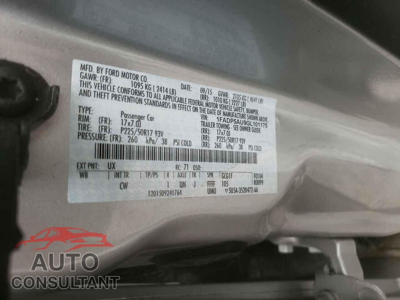 FORD CMAX 2016 - 1FADP5AU9GL101175