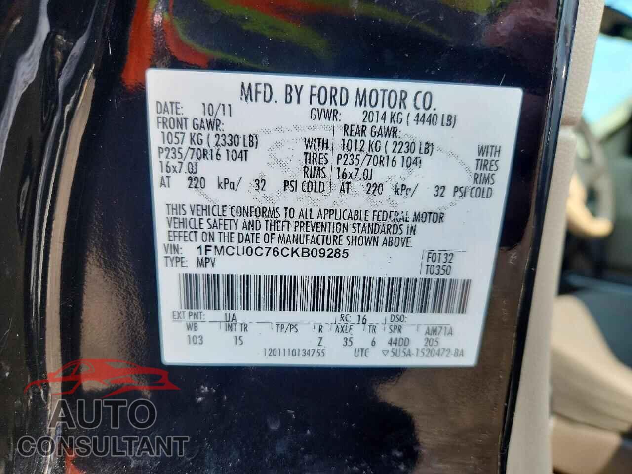 FORD ESCAPE 2012 - 1FMCU0C76CKB09285