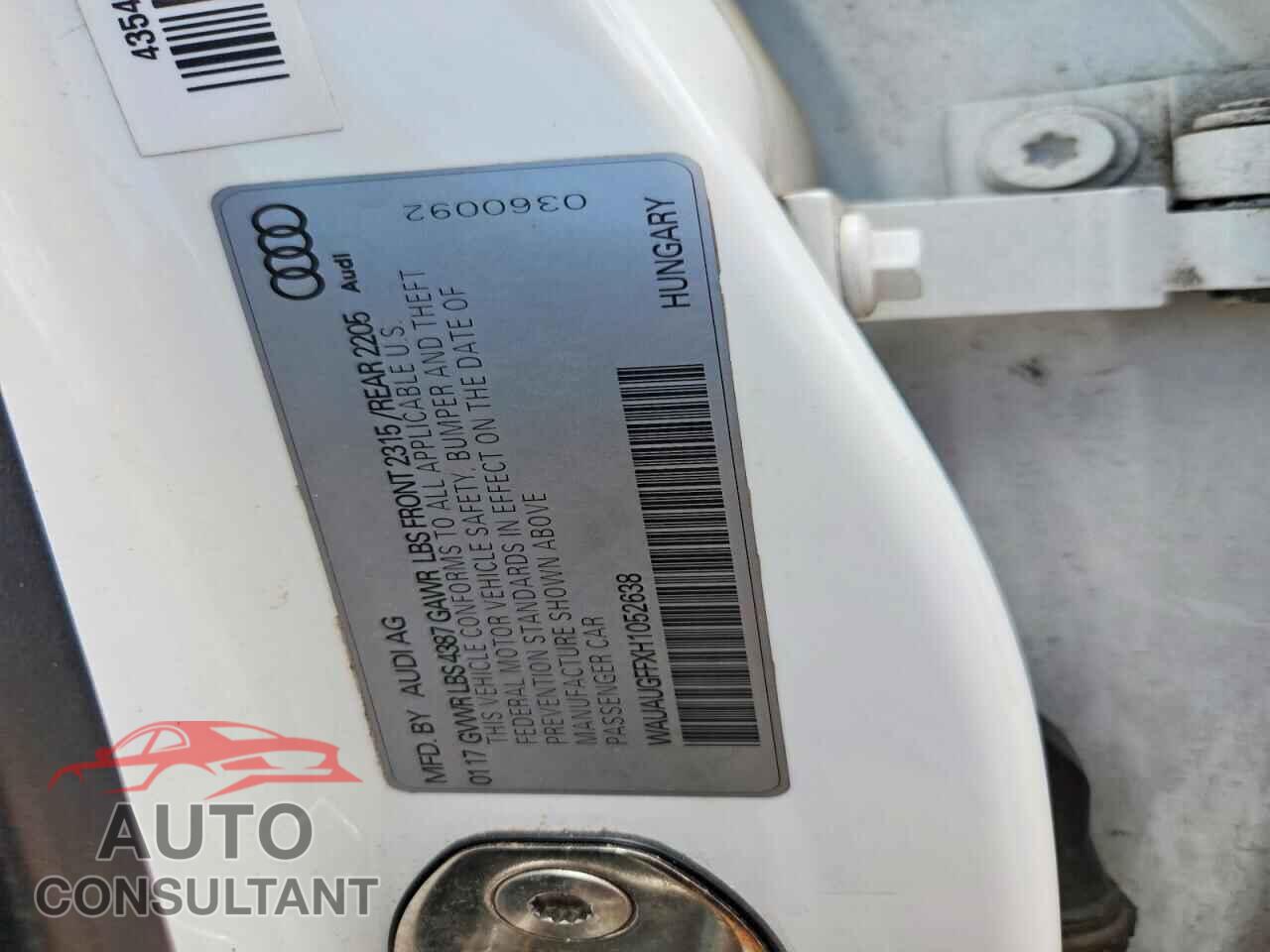 AUDI A3 2017 - WAUAUGFFXH1052638