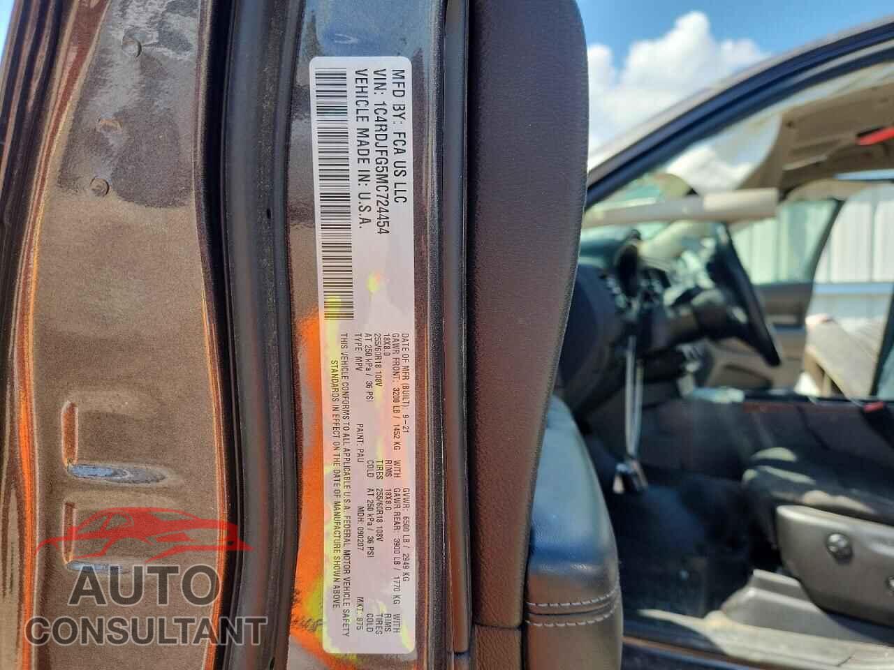 DODGE DURANGO 2021 - 1C4RDJFG5MC724454