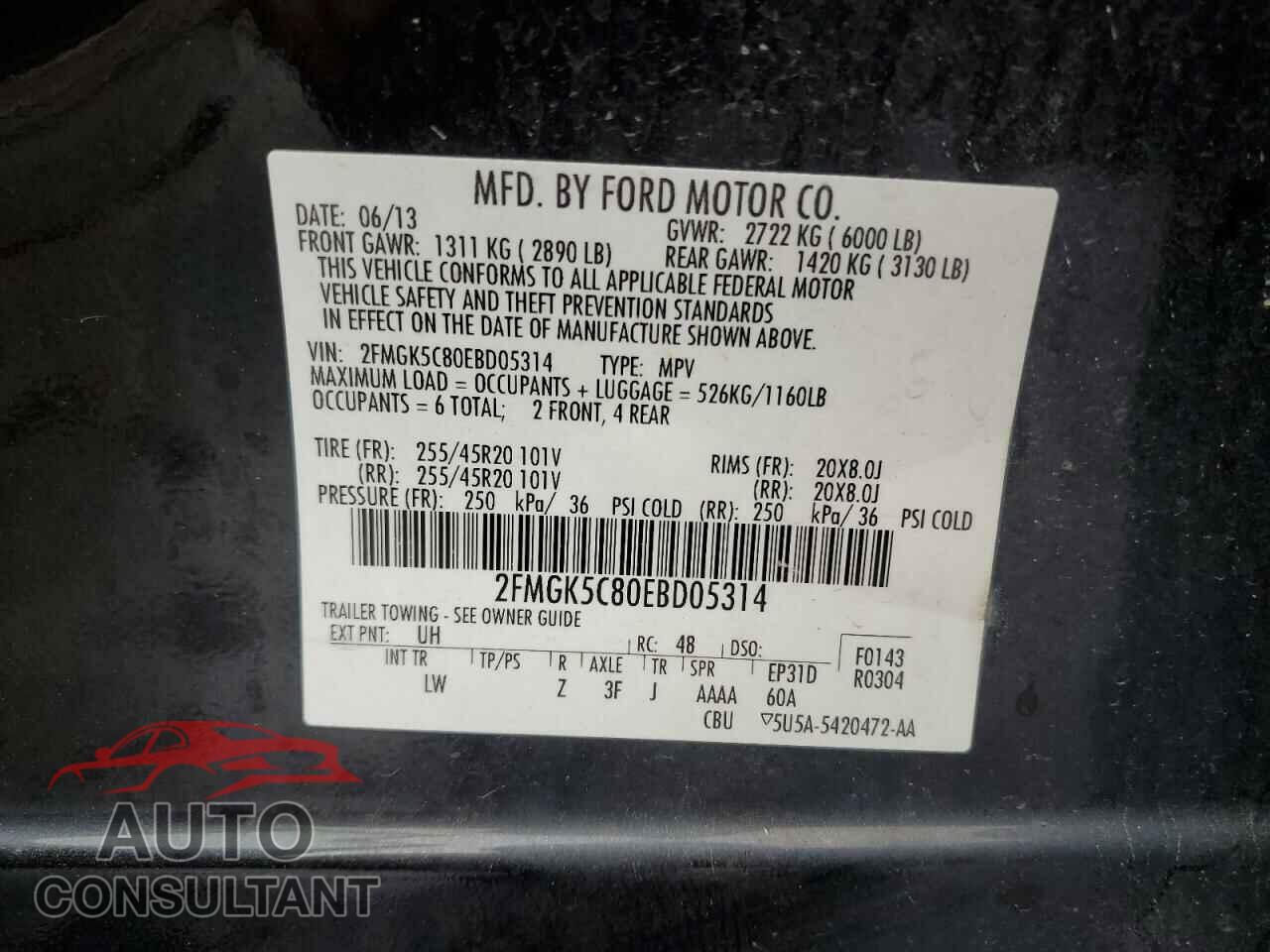 FORD FLEX 2014 - 2FMGK5C80EBD05314