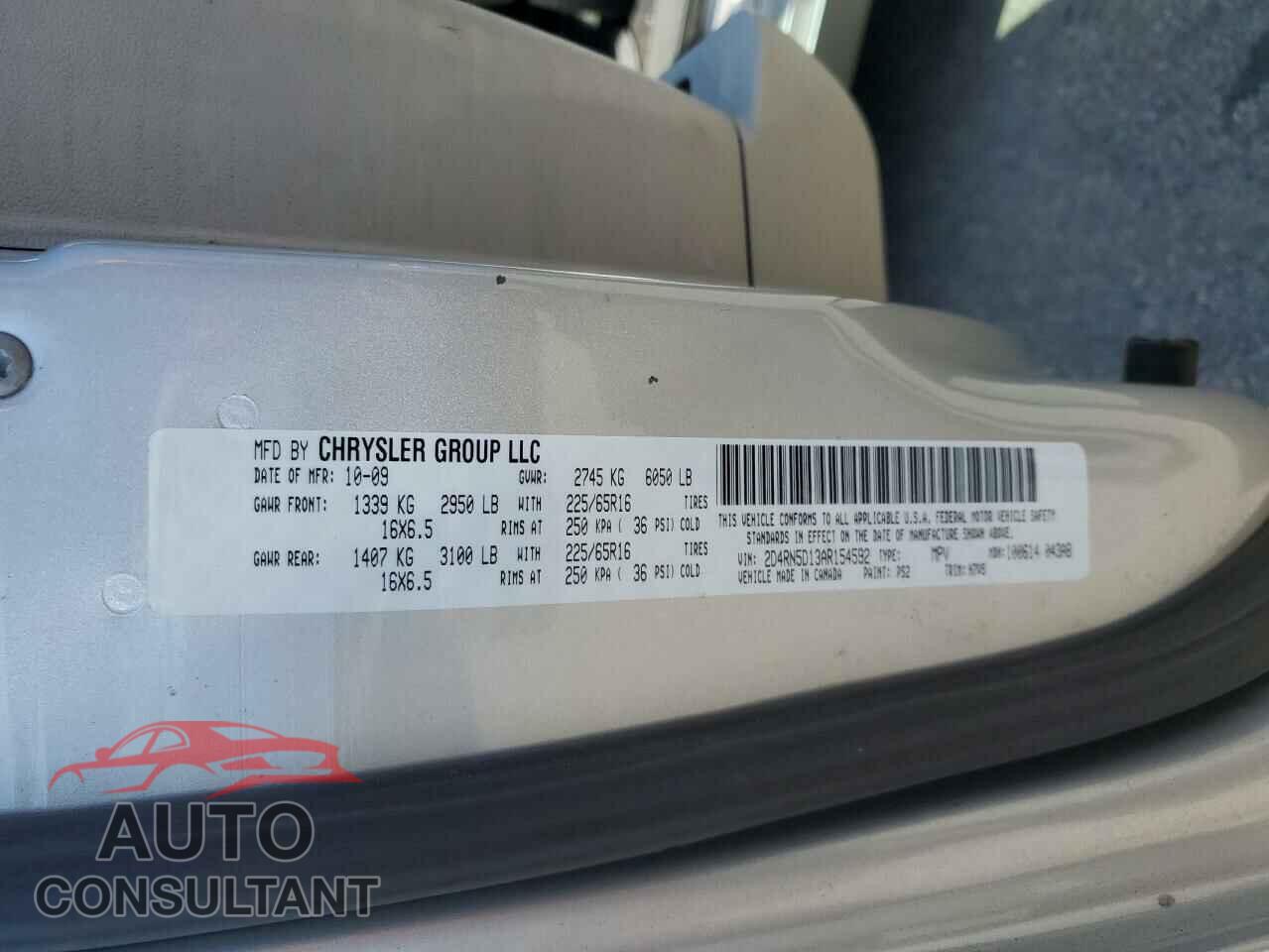 DODGE CARAVAN 2010 - 2D4RN5D13AR154592