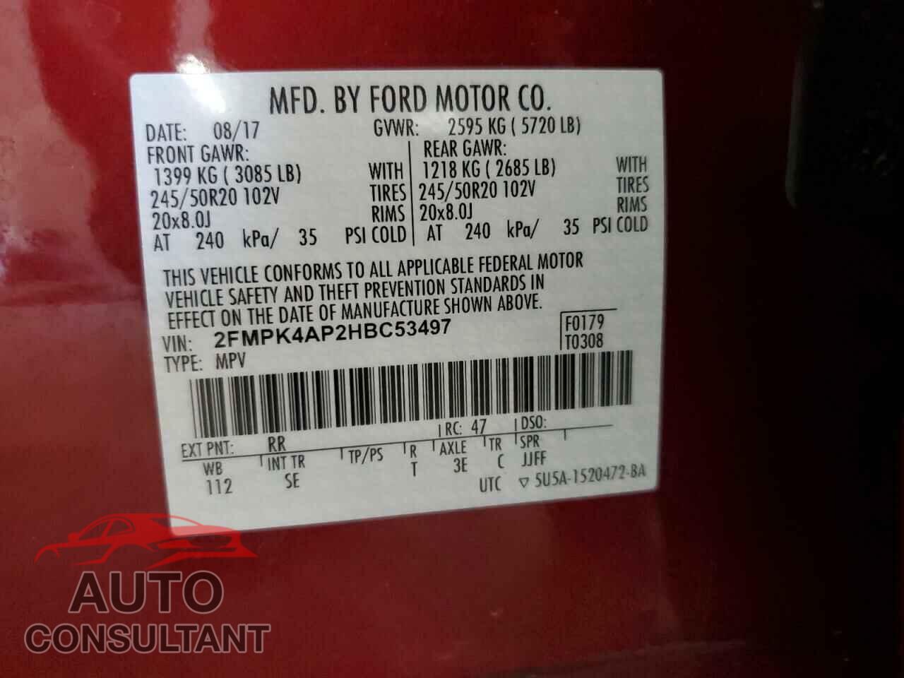 FORD EDGE 2017 - 2FMPK4AP2HBC53497