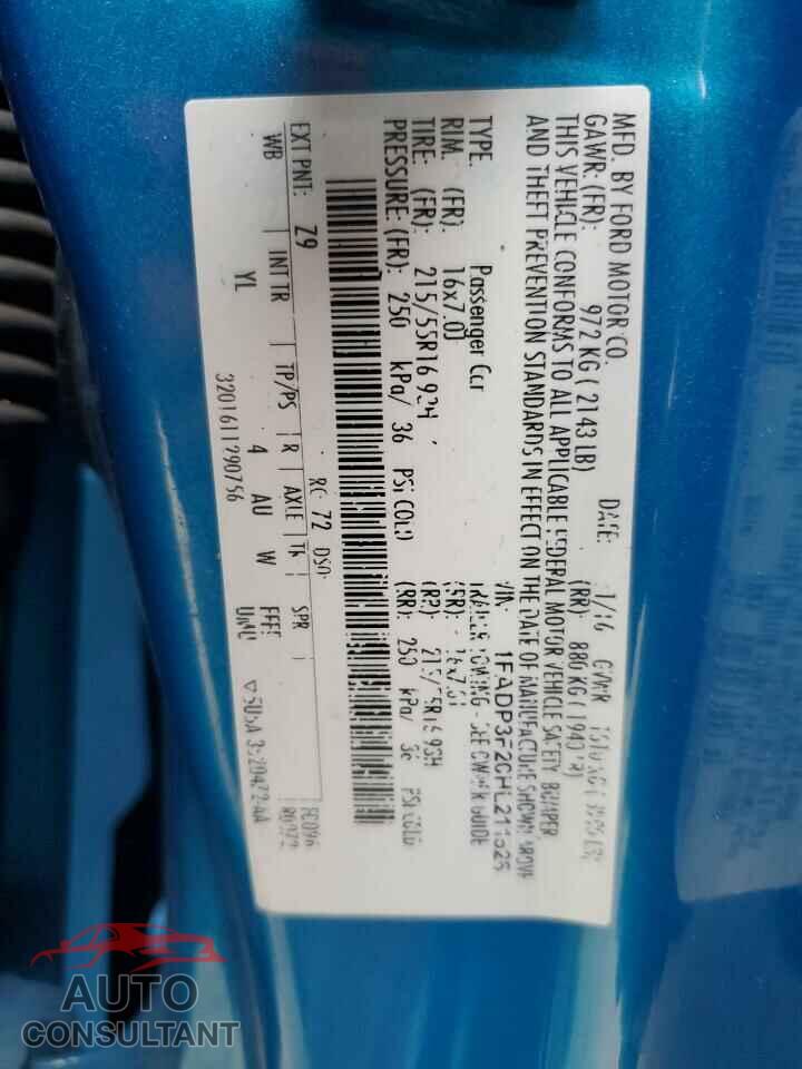 FORD FOCUS 2017 - 1FADP3F20HL211528
