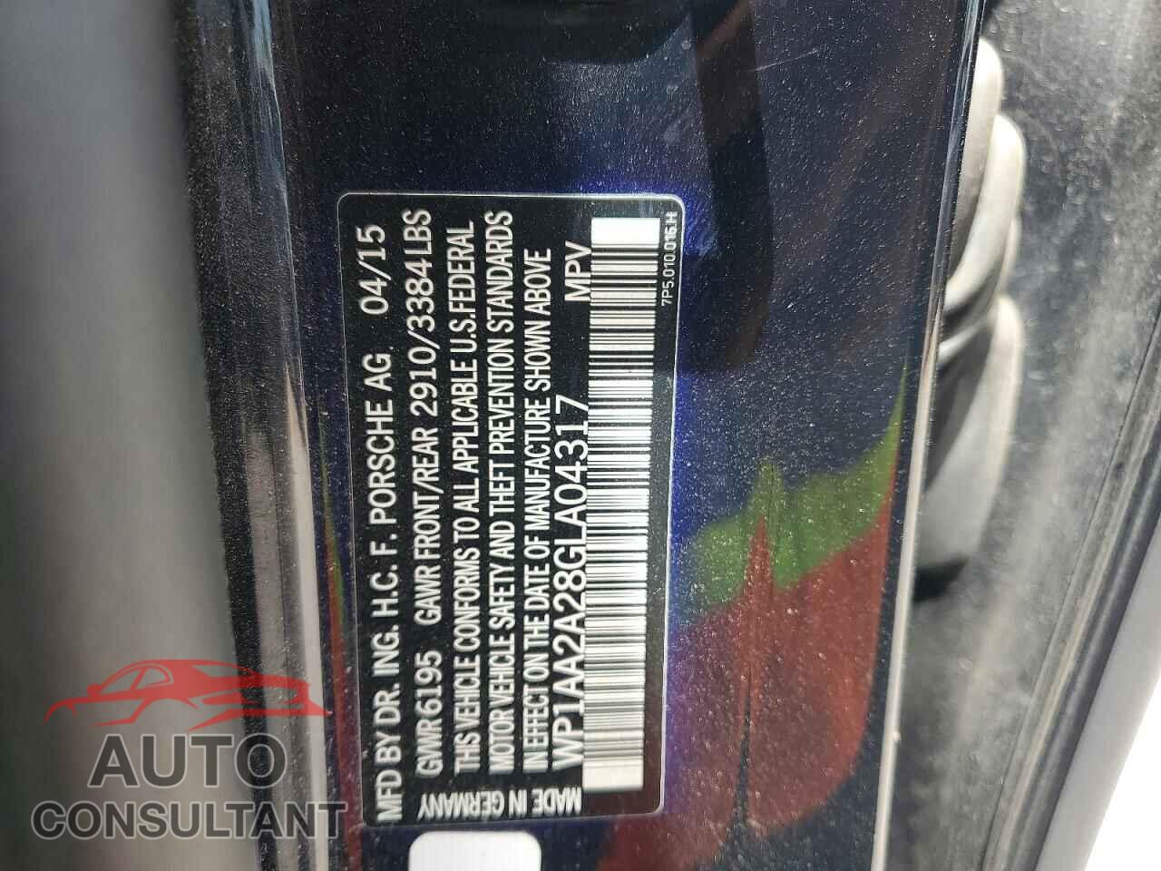 PORSCHE CAYENNE 2016 - WP1AA2A28GLA04317