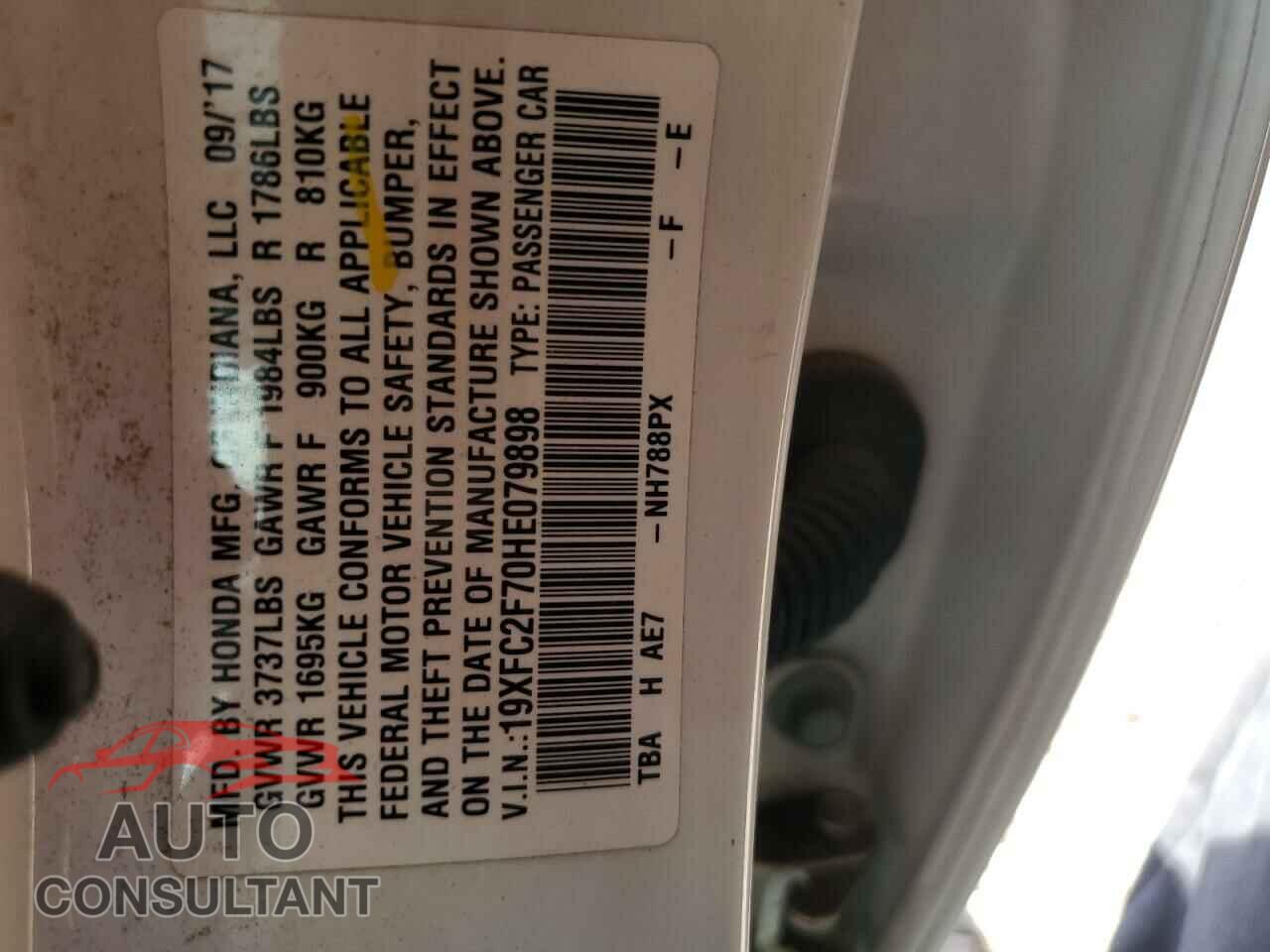 HONDA CIVIC 2017 - 19XFC2F70HE079898