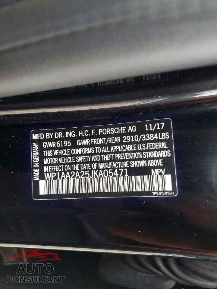 PORSCHE CAYENNE 2018 - WP1AA2A25JKA05471