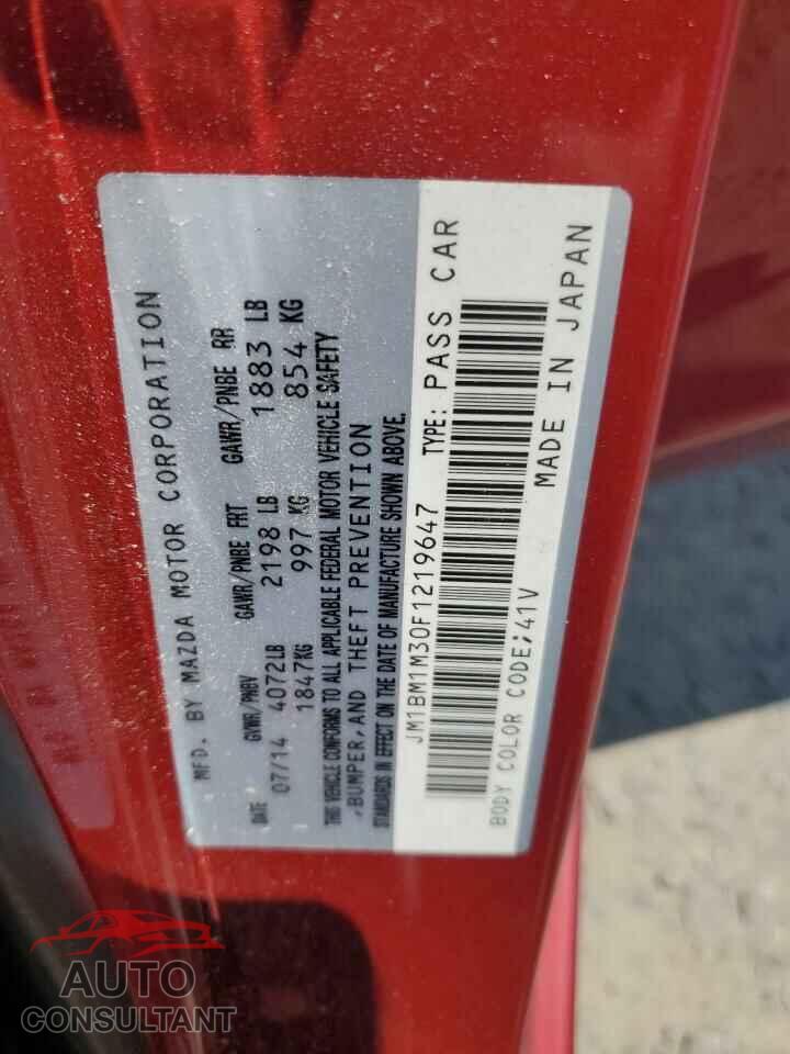 MAZDA 3 2015 - JM1BM1M30F1219647