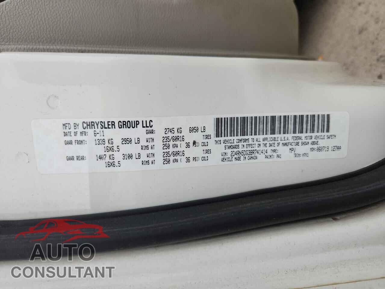 DODGE CARAVAN 2011 - 2D4RN5DG3BR741414