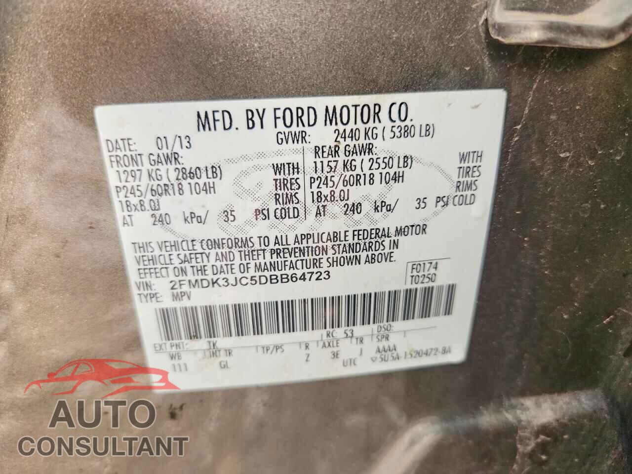 FORD EDGE 2013 - 2FMDK3JC5DBB64723