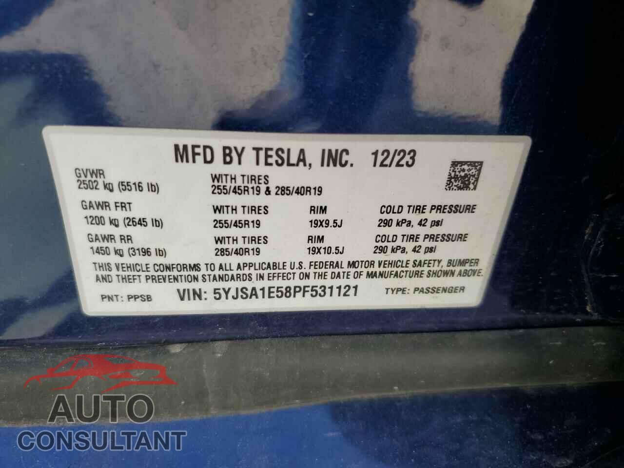 TESLA MODEL S 2023 - 5YJSA1E58PF531121