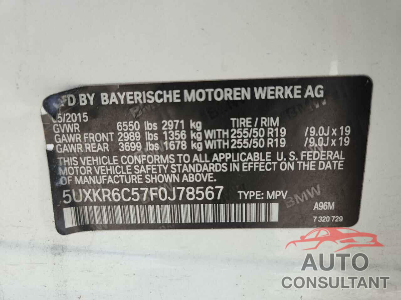BMW X5 2015 - 5UXKR6C57F0J78567