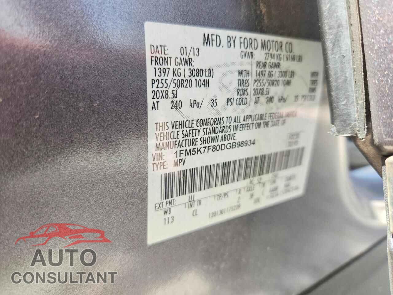 FORD EXPLORER 2013 - 1FM5K7F80DGB98934