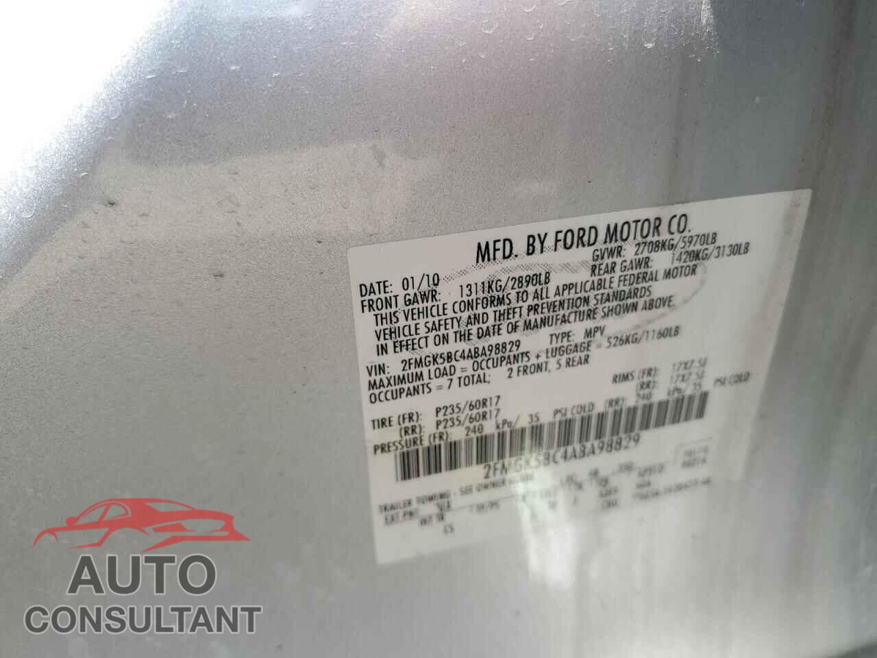 FORD FLEX 2010 - 2FMGK5BC4ABA98829